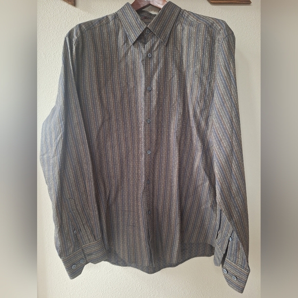 Bugatchi Other - Bugatchi Uomo Mens Long Sleeve Button Up Brown Geometric Print Size L
